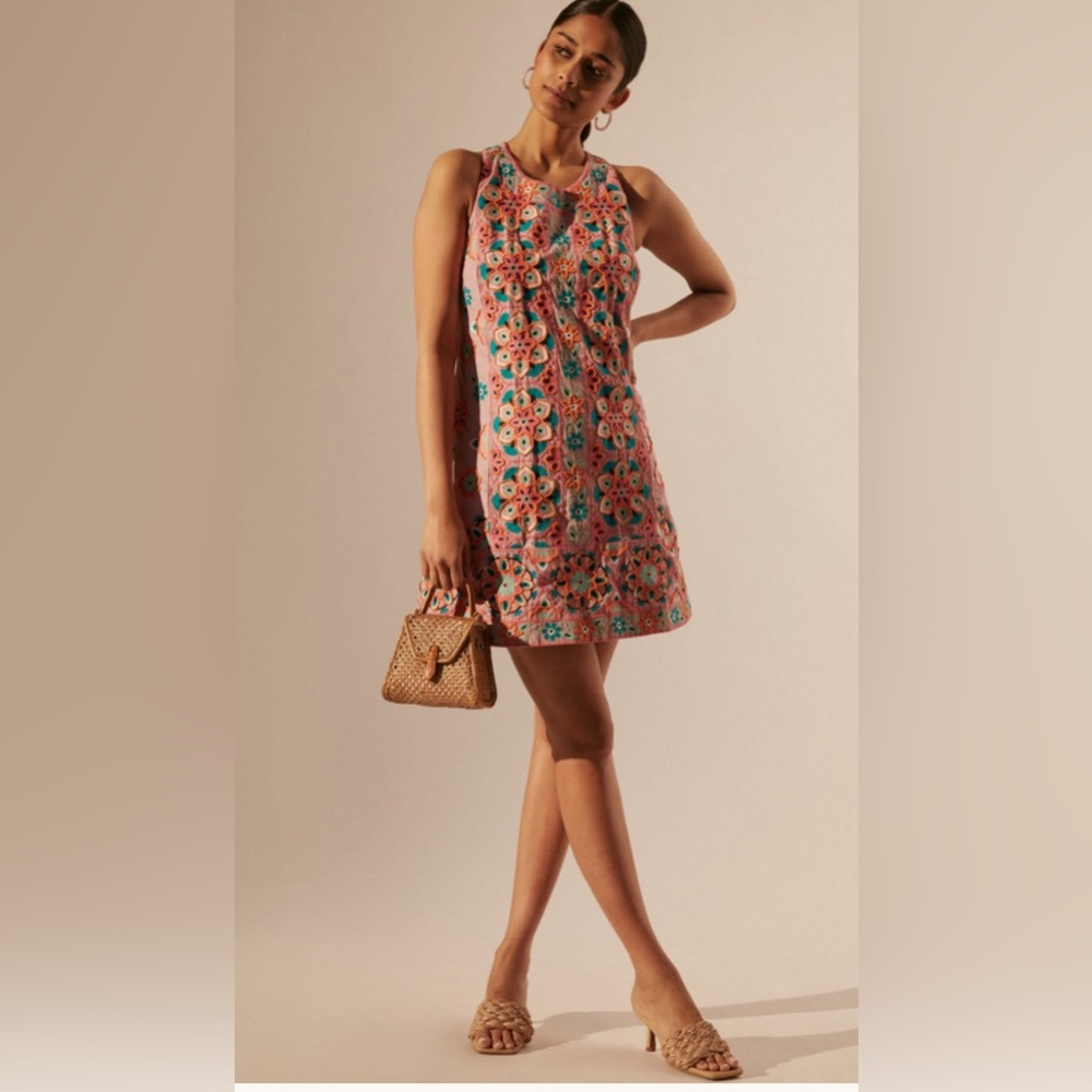 Anthropology- Printed Mini Shift Dress